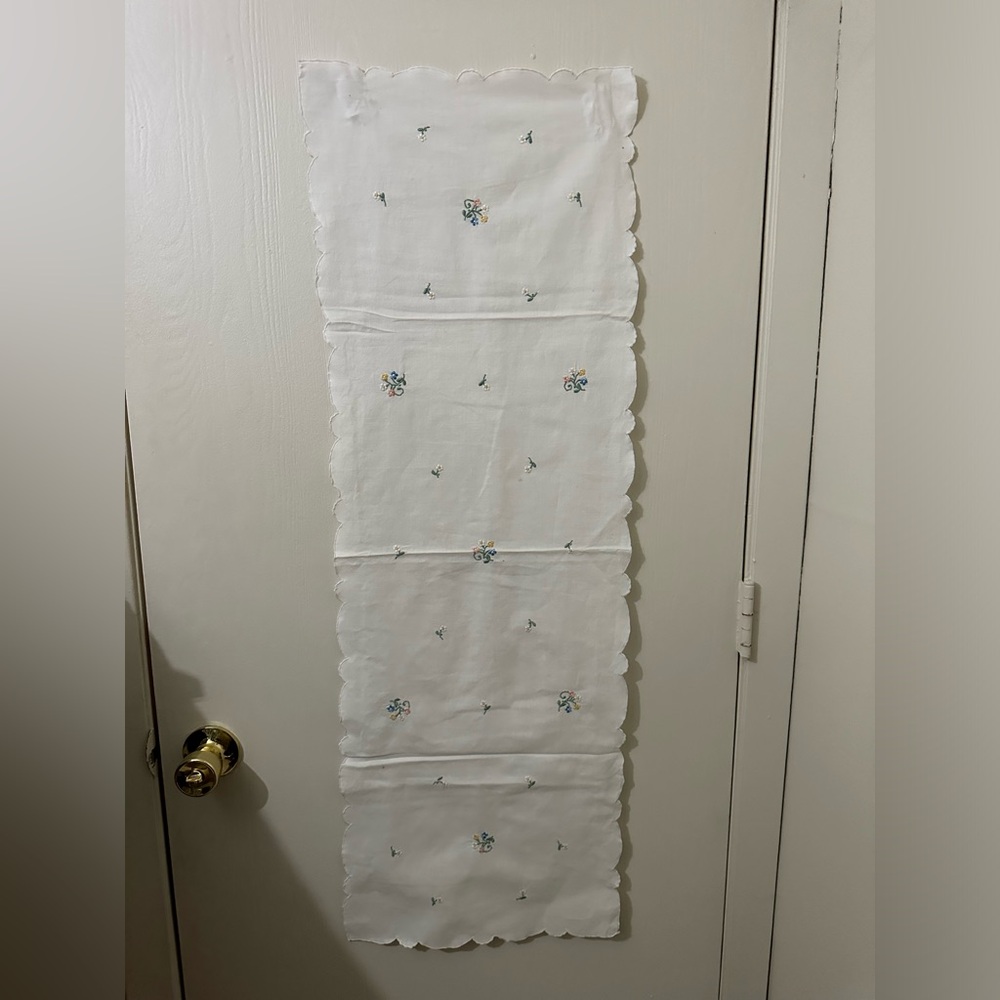 Vintage Table Runner 14 x 40 1/2 light stains